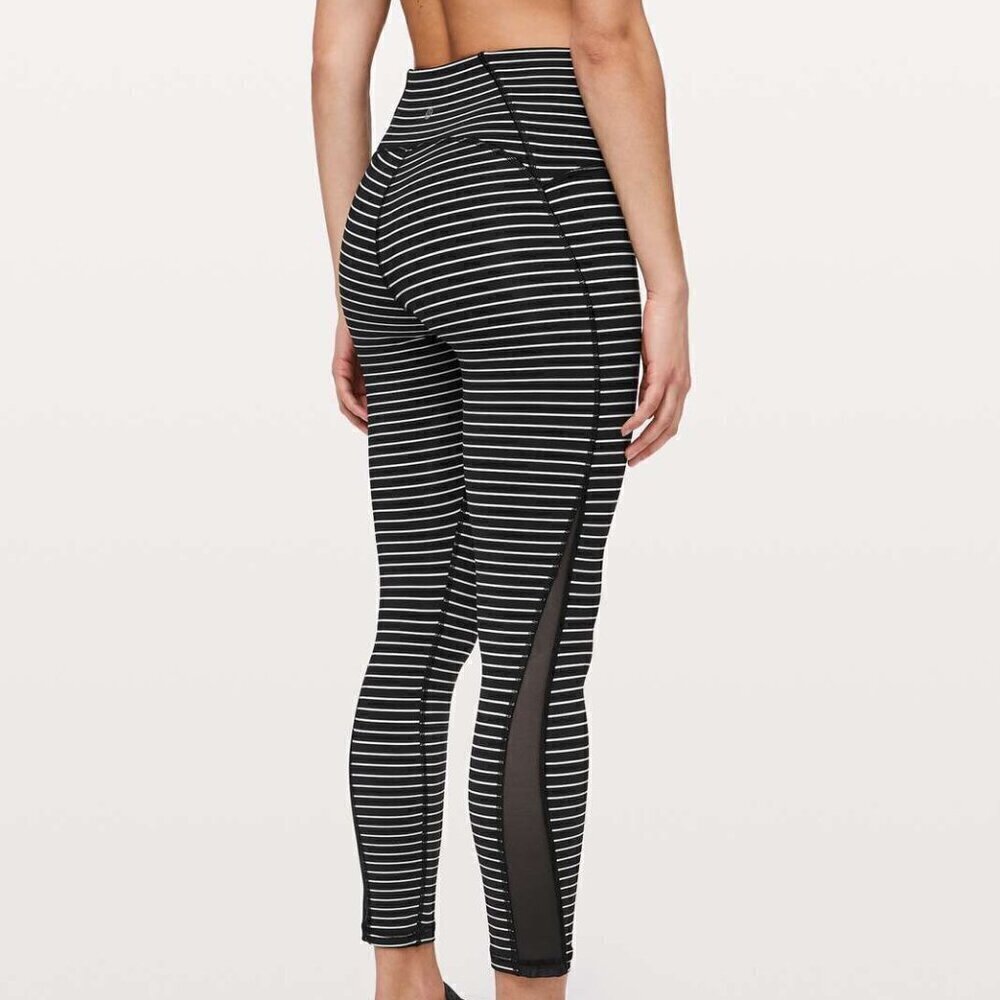 Lululemon Train Times legging pant 25” size 4 parallel stripe mid rise mesh